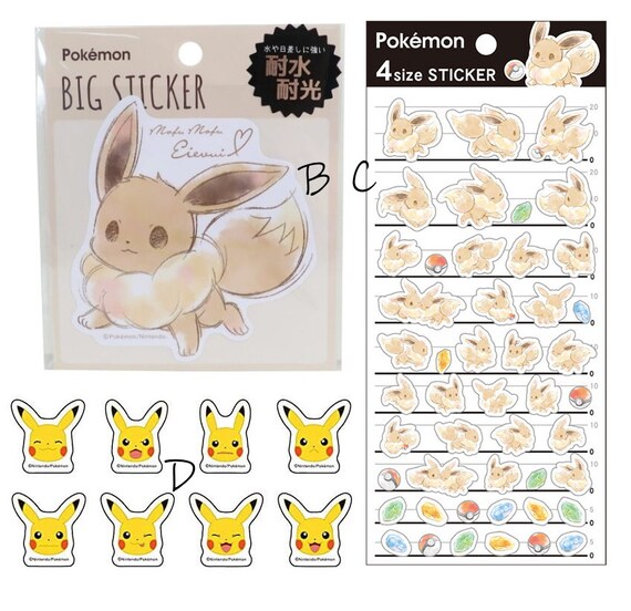 Nintendo Kirby Pokemon Pikachu Eevee 4 Size Kawaii Sticker Etsy
