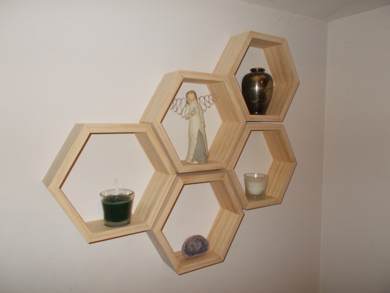 Set of 5 Hexagon Shelves Etsy