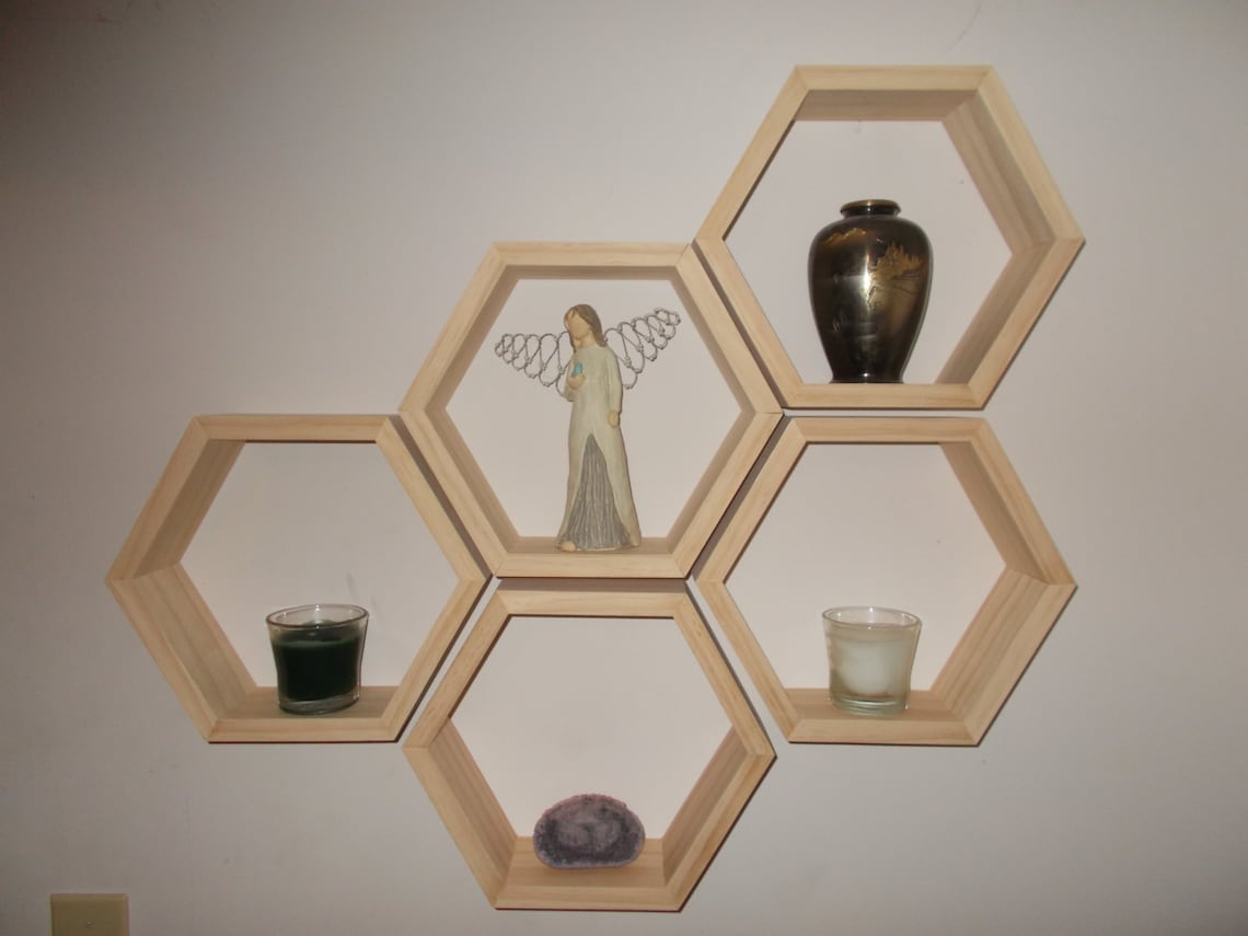 Set of 5 Hexagon Shelves Etsy
