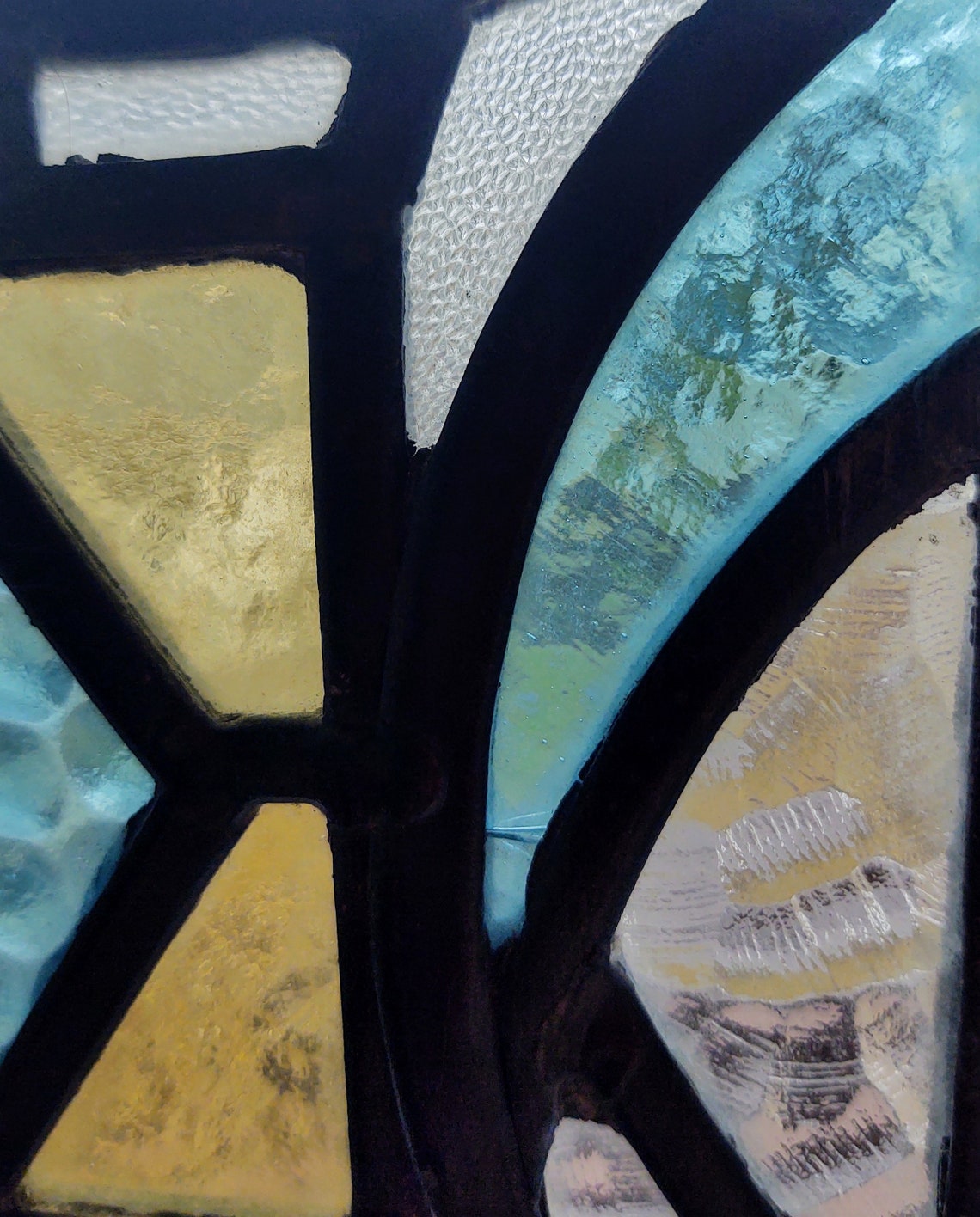 Antique C1920 English Tudor Stained Glass Window Shield Design Restored