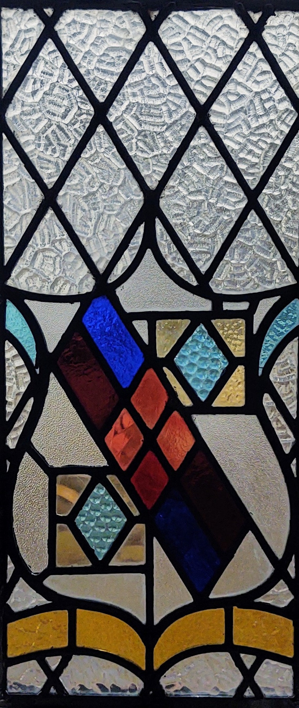 Antique C1920 English Tudor Stained Glass Window Shield Design Restored