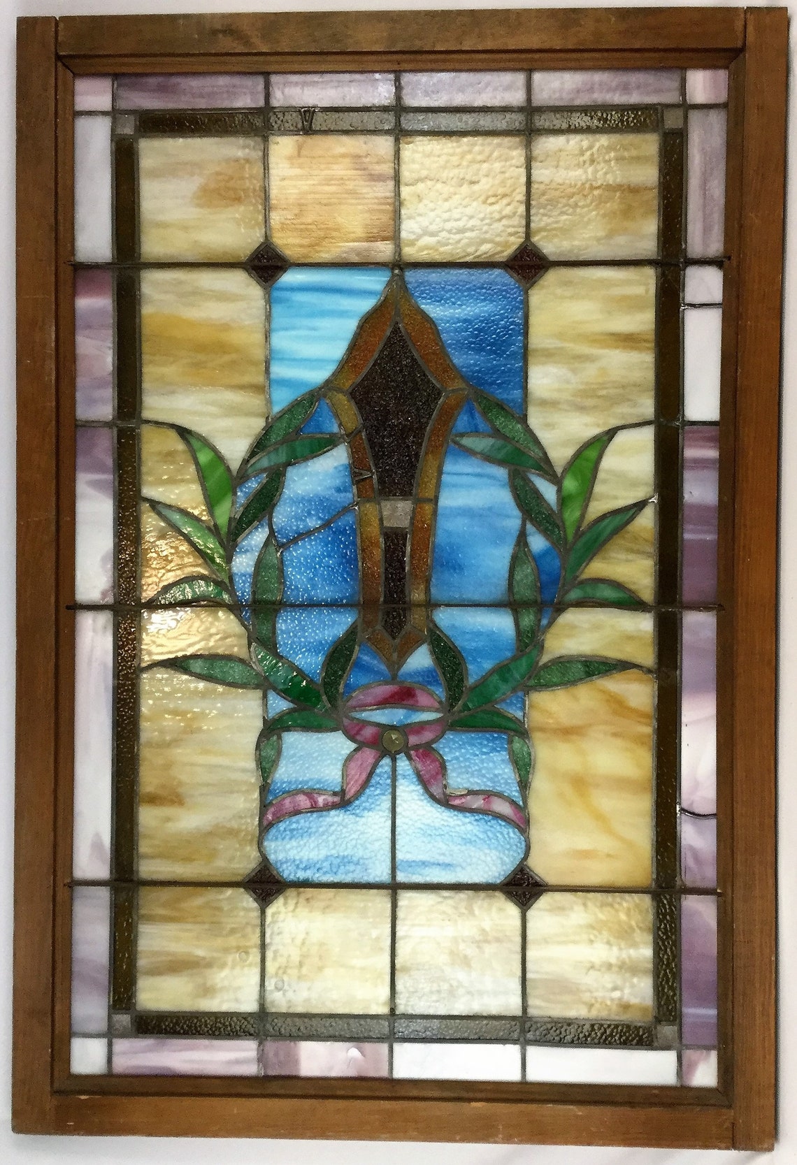 Antique c1905 Victorian Stained Glass Landing Window Chicago Etsy