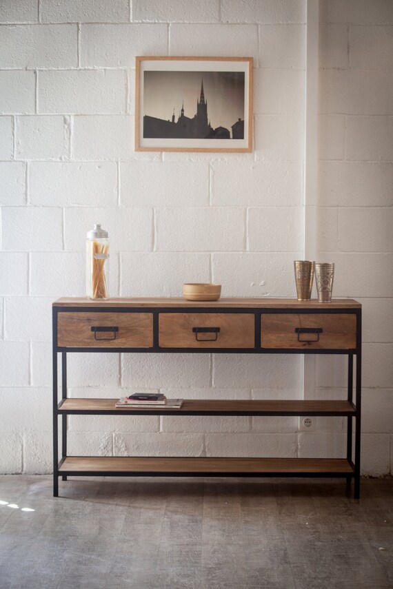 Items similar to Console design metal and wood on Etsy