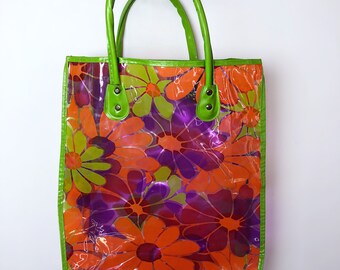 Vinyl and Floral Canvas Loule Crossbody Bag