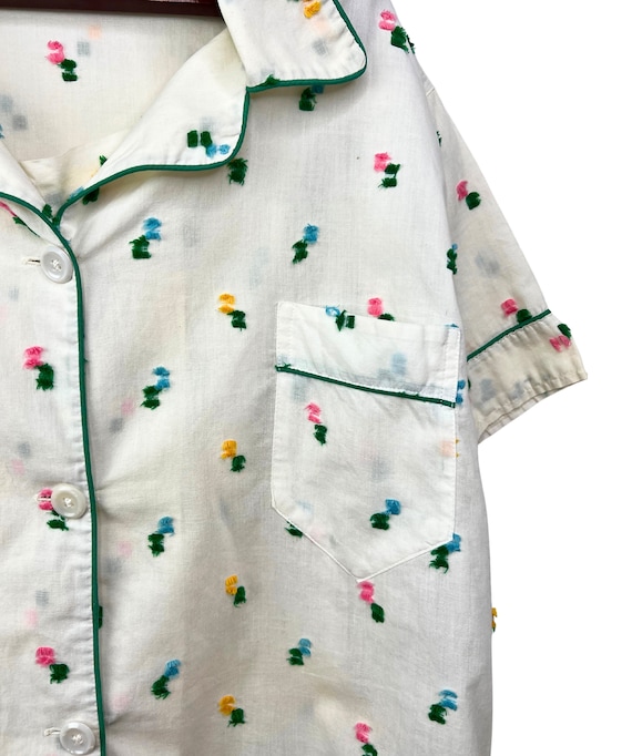 60’s Retro Floral Cotton Poplin Pajama Set Size L… - image 2