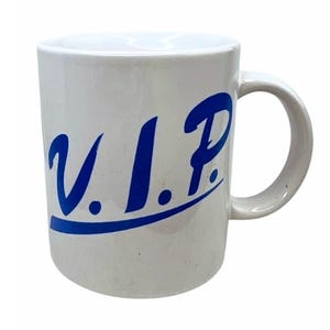 80-tals VIP-mugg med mycket viktig person