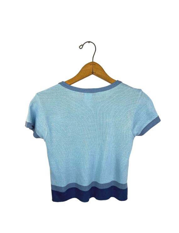90’s Blue Ombré Attached Shrug Fitted Knit Crop B… - image 6