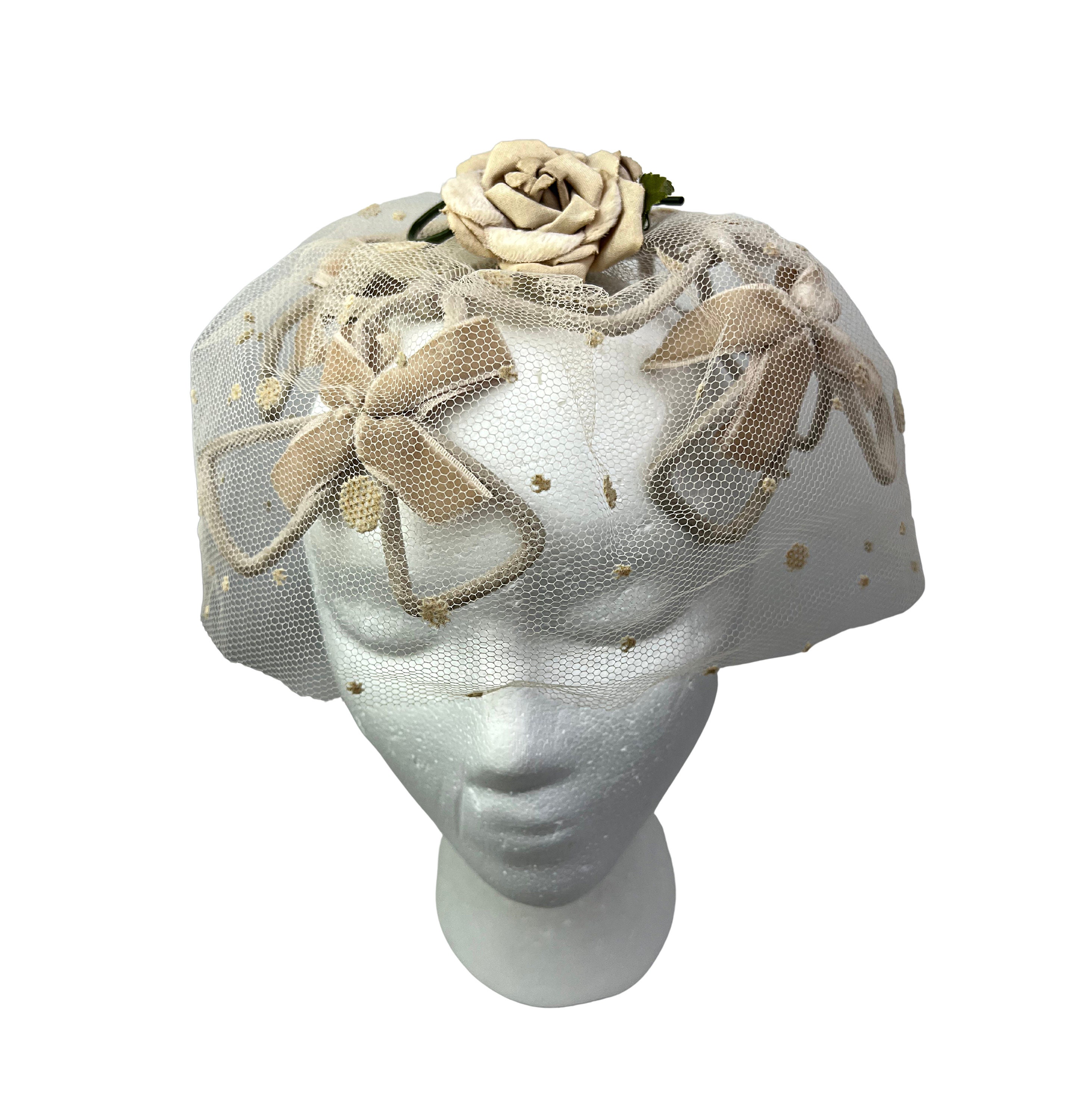 White Veiled Pillbox Hat - Etsy display picture 1