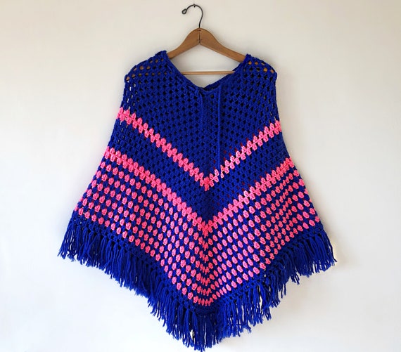 Vintage 60's 70's Hand-Crocheted Chunky Fringe Afg