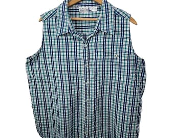 90’s Seersucker Plaid Plus Size Tank 1X/2X