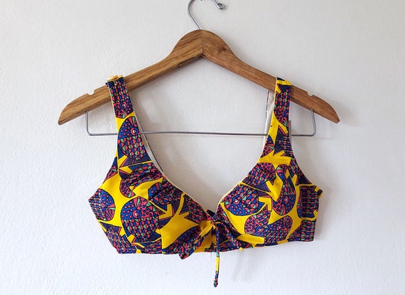 Wms Vintage 70's Vibrant YELLOW Tropical FISH Prin