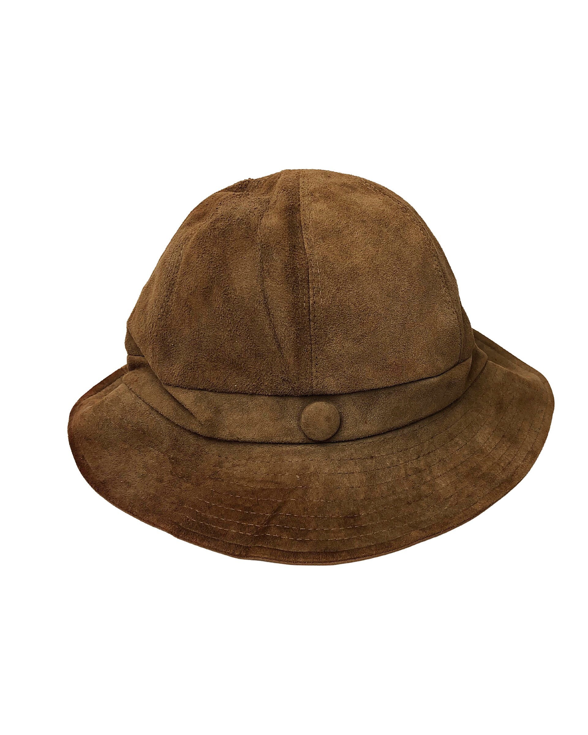 Vtg 90s Streetwear Suede Leather Floppy Bucket Hat 70s Vintage Leather Hat – Holy Thrift main image 3