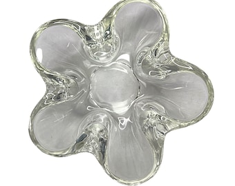Vintage Clear Flower Catchall Trinket Decor Bowl