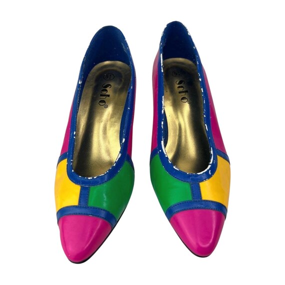 80s Pink Mod Colorblock Heels Wms Size 5 - image 5