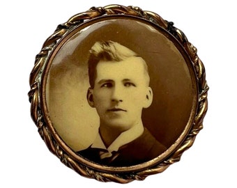 Antique Victorian Male Portrait Brooch Pin