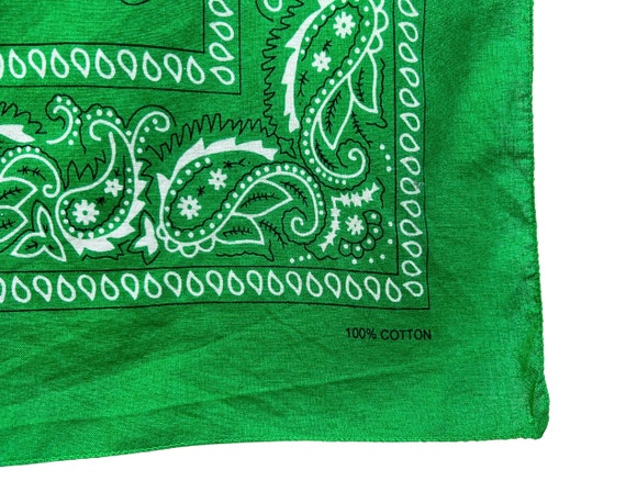 70’s Kelly Green 100% Cotton Handkerchief Bandana… - image 4