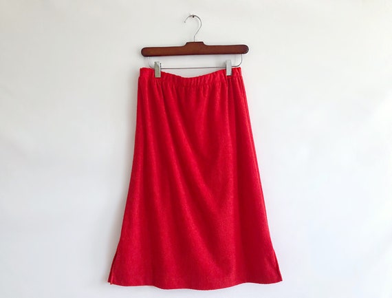 Wms Vintage 70’s 80’s Cherry Red VELOUR Terry Clot