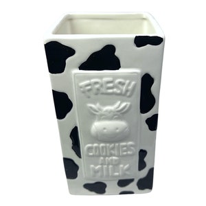 90’s Fresh Milk & Cookies Cow Print Milk Carton Vase