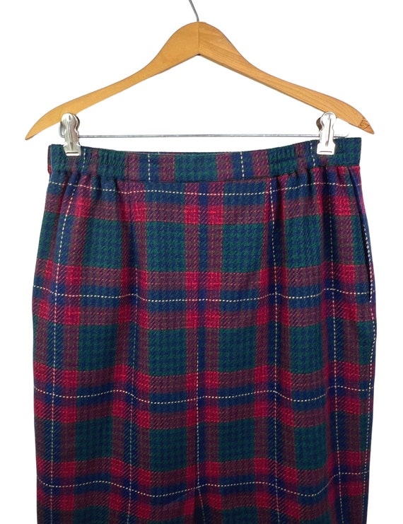 90’s Wool Plaid Pencil Skirt with Pockets Size 10 - image 2