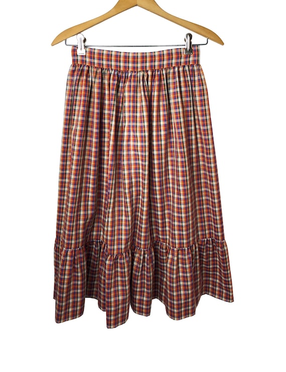 70’s Fall Rainbow Plaid High Waisted Mid-Calf Pra… - image 6