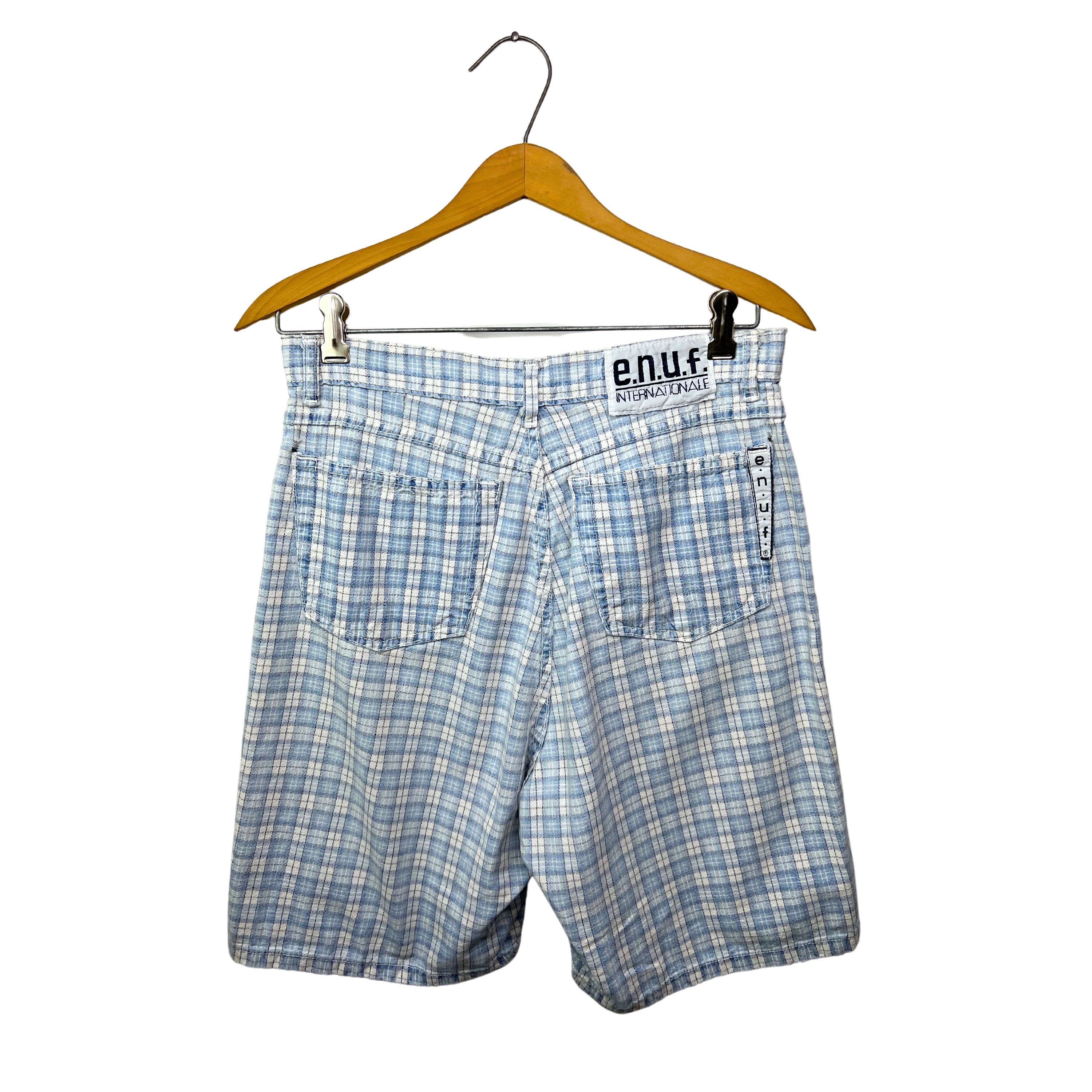 90s ENUF Internationale Blue Plaid 8 Shorts Etsy Ireland