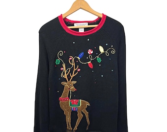 90’s Reindeer Holiday Sweater Size S/M