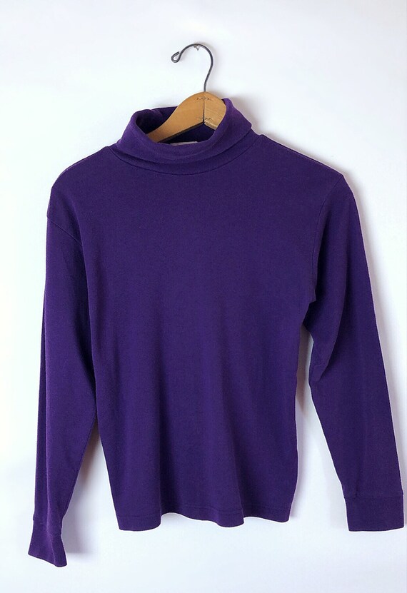 90’s Grape Purple Soft Basic Layering Turtleneck … - image 3