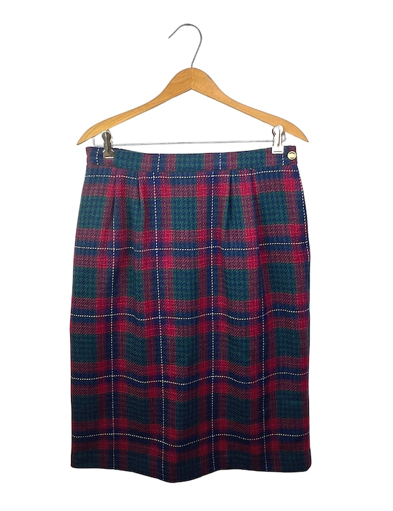 90’s Wool Plaid Pencil Skirt with Pockets Size 10 - image 1