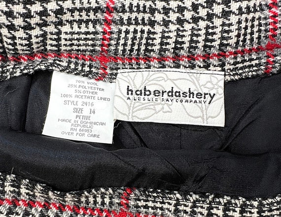90’s Wool Herringbone Plaid Pencil Skirt with Poc… - image 6