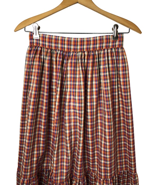 70’s Fall Rainbow Plaid High Waisted Mid-Calf Pra… - image 7