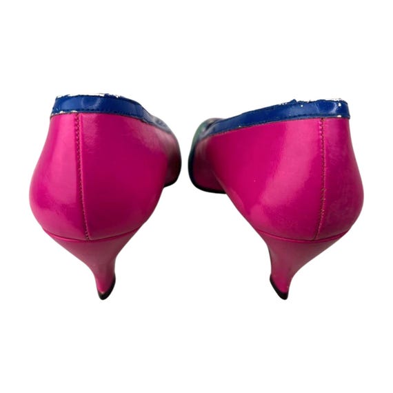 80s Pink Mod Colorblock Heels Wms Size 5 - image 8