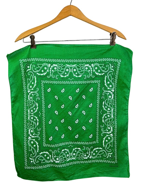 70’s Kelly Green 100% Cotton Handkerchief Bandana… - image 3