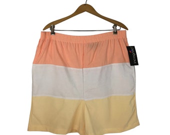 80’s Sherbet Ombre Color Block Stripe DEADSTOCK Incognito Elastic Waist Shorts Fits like M-XL