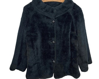 50’s Black Faux Fur Styled by Winter Fuzzy Jacket Size Small - Medium