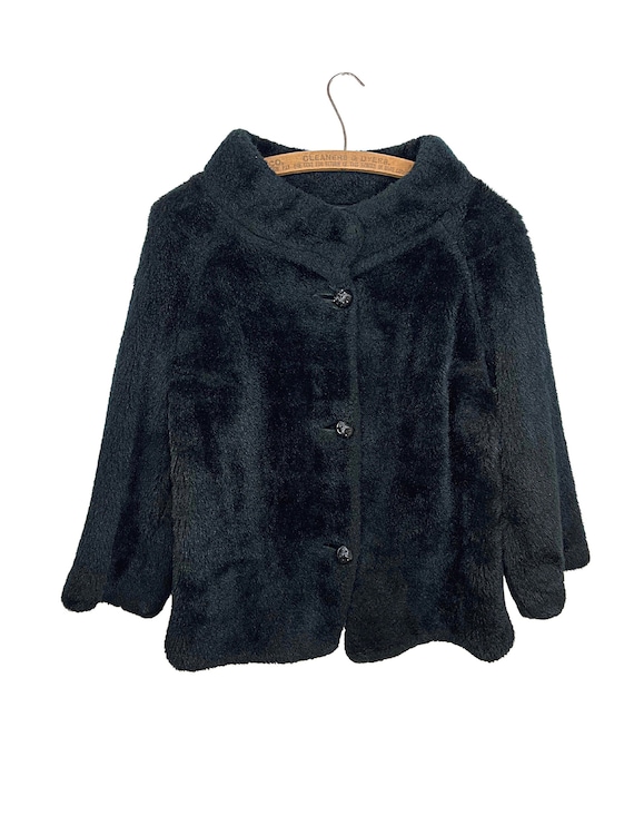 50’s Black Faux Fur Styled by Winter Fuzzy Jacket… - image 1