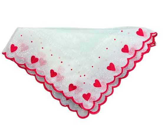 50’s Valentine’s Day Heart Chiffon Sheer Handkerc… - image 2