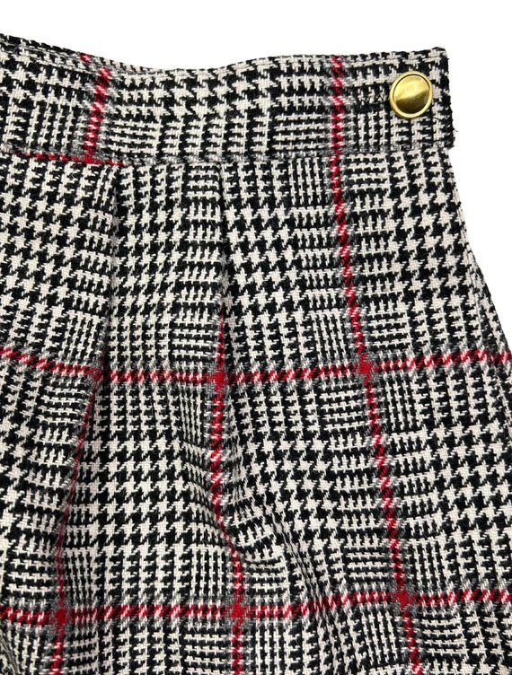 90’s Wool Herringbone Plaid Pencil Skirt with Poc… - image 5