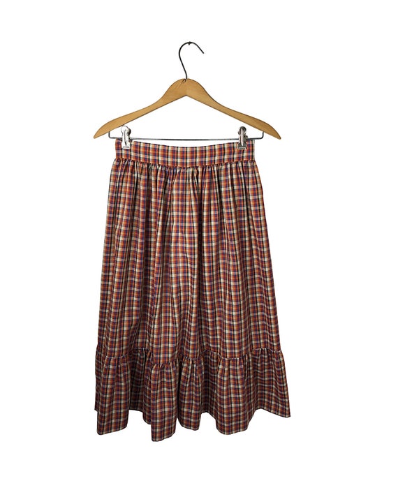 70’s Fall Rainbow Plaid High Waisted Mid-Calf Prai