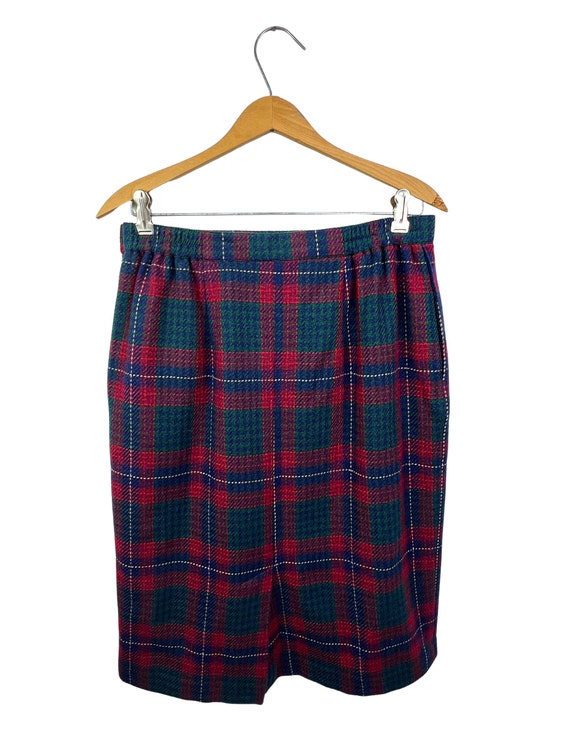 90’s Wool Plaid Pencil Skirt with Pockets Size 10 - image 3