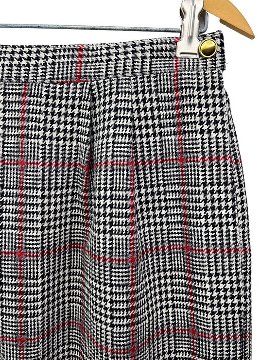 90’s Wool Herringbone Plaid Pencil Skirt with Poc… - image 2