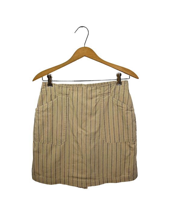 90’s 00’s Y2K Khaki Stripe Short Mini Skort Skirt… - image 1