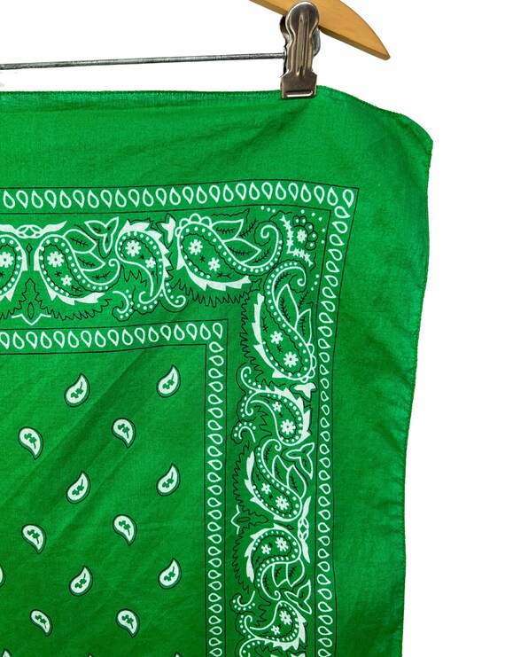 70’s Kelly Green 100% Cotton Handkerchief Bandana… - image 5