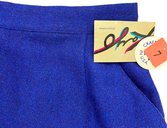 80’s Cobalt Blue Italian Wool DEADSTOCK Pencil Sk… - image 3