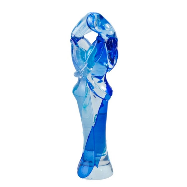 Sculpture en verre de Murano des amoureux, pièce fabriquée en Italie, sculpture en verre clair et bleu, marque d'origine garantie