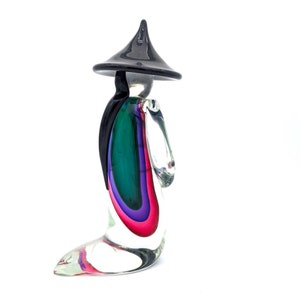 Authentic Murano Glass Sculpture, Made in Italy, Abstract Figure of Monk, Trademark of Origin, Original Murano Glass Sculpture