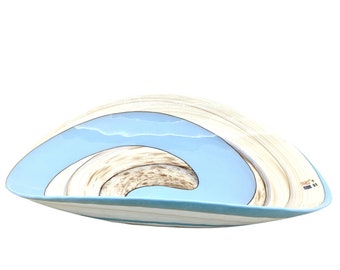 Handcrafted Murano Glass Plate: Ivory Blue Centerpiece, Made in Italy