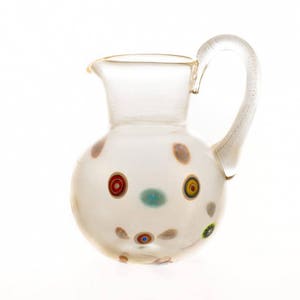Murano Glass Pitcher: Blown Glass Carafe with Gold Leaf & Murrine