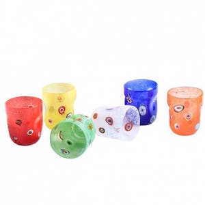 Murano Glass Tumblers Set: Colorful Murrine Drinking Glasses