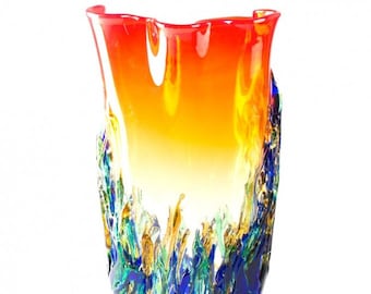 Murano Glass Vase, Modern Glass Artwork for Living Room Decor, 100% Handcrafted Glass Vase, Made in Italy - Trademark of Origin Included
