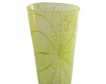 Murano glass vase, spring decor vase, green glass vase, modern glass vase, web pattern vase, blown glasss vase, TRADEMARK OF ORIGIN